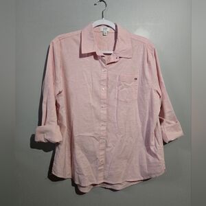 Crown & Ivy Pink Button-down ultra soft cotton menswear shirt, PL